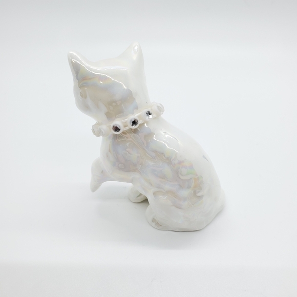 Vintage Enesco cat kitten pearl glaze figurine - Picture 3 of 8